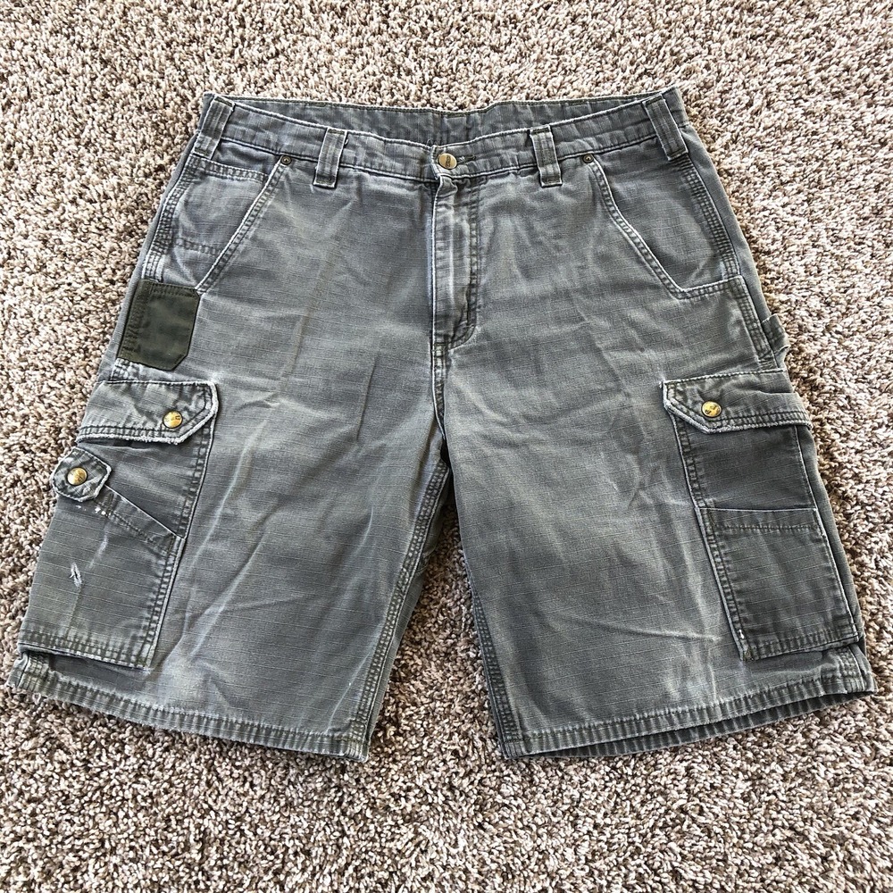 Carhartt B357 MOS Shorts Mens 36 Green Duck Canvas Carpenter Workwear Ripstop